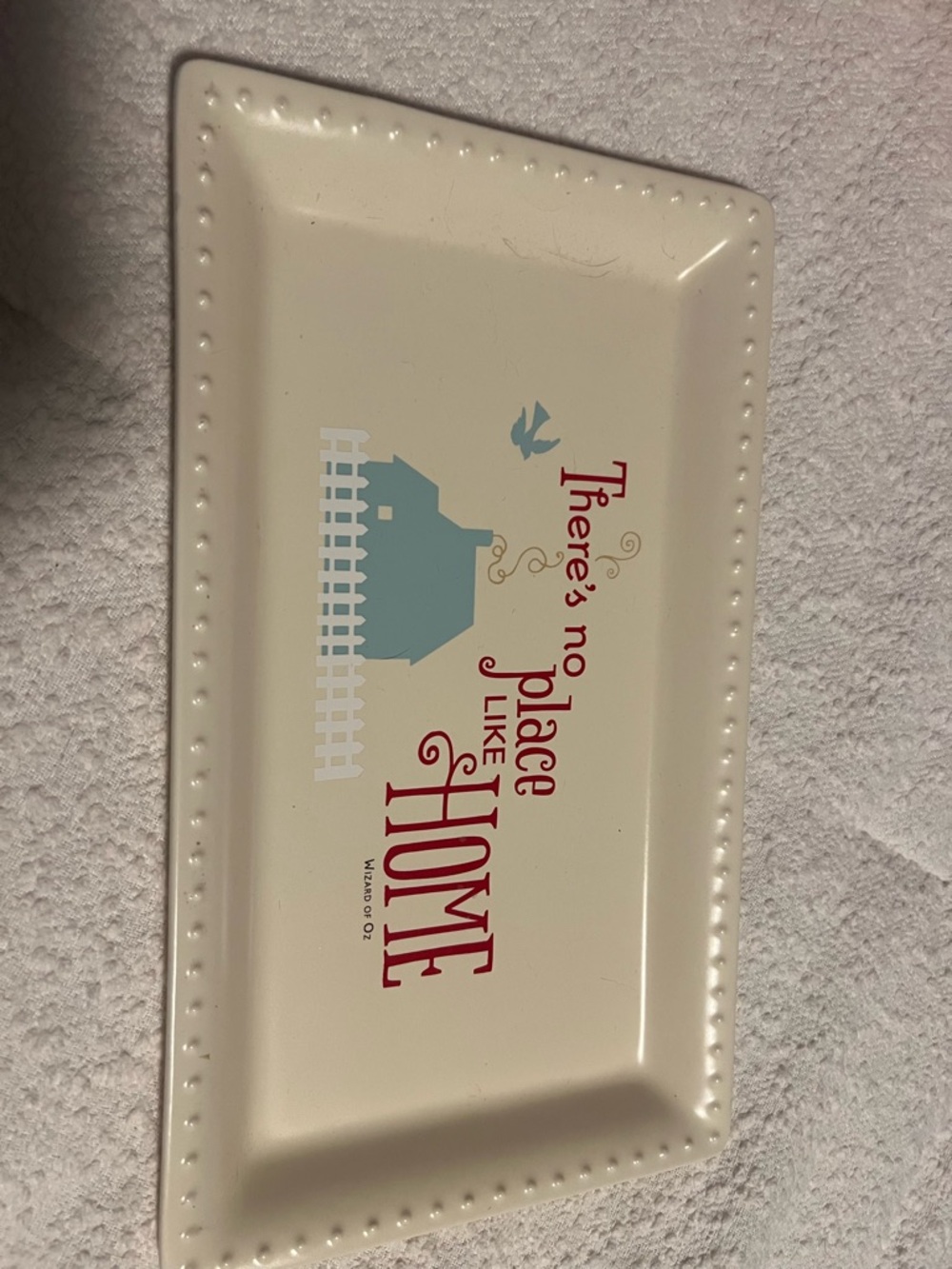 Hallmark Cream Tray with Blue House and Red Lettering